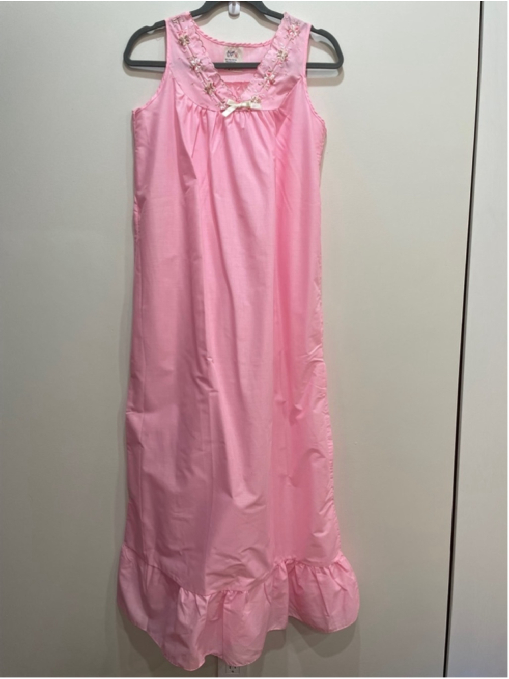 Vintage Bright Girl Embroidered Nightgown Tradwife Cottagecore House Dress M